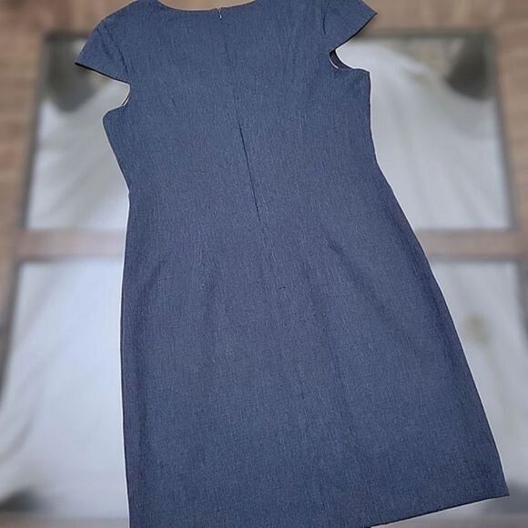 Connected Apparel Navy Crisscross V-Neck Cap Sleeve Sheath dress - Picture 7 of 16